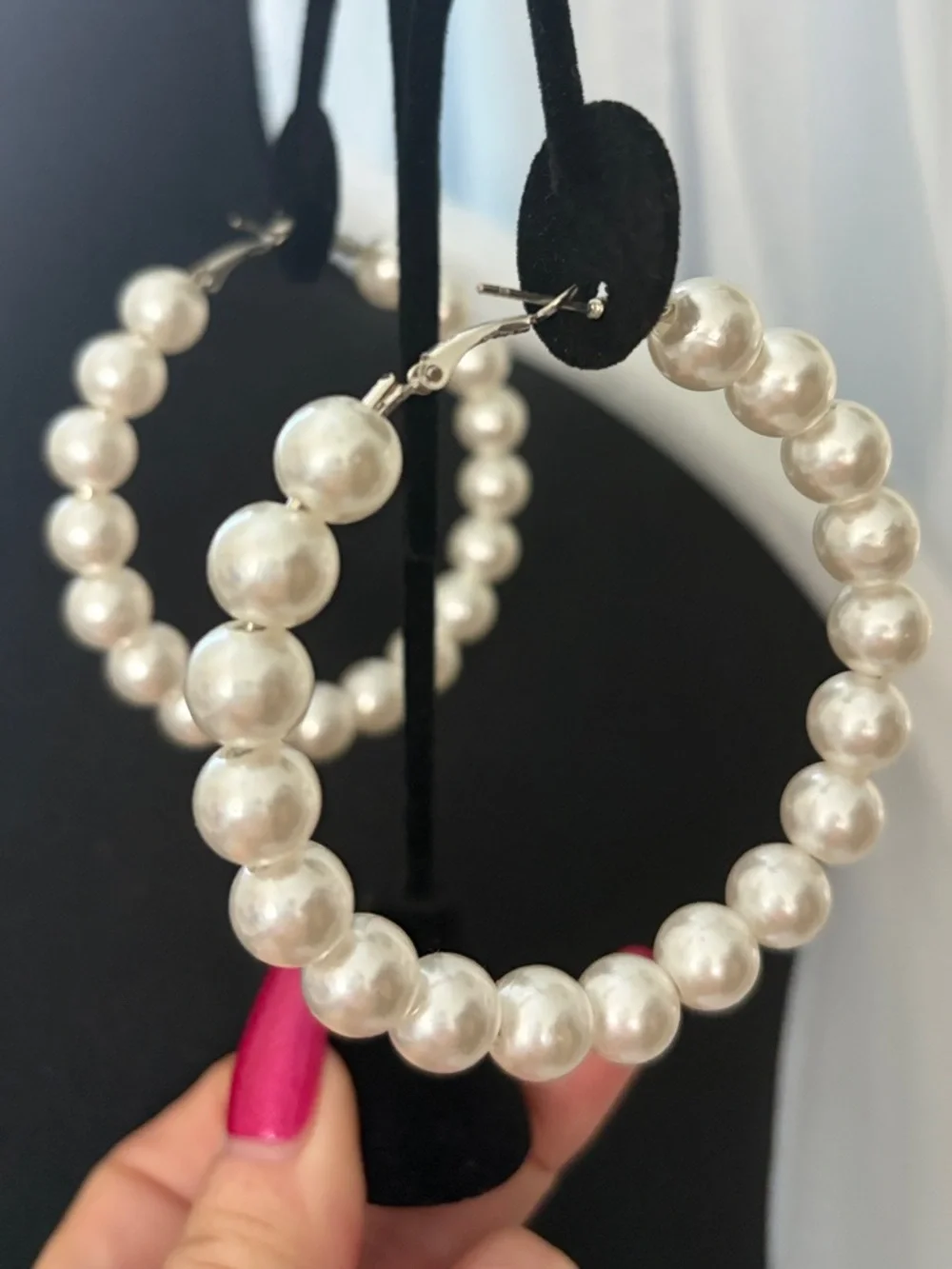 Pearl Hoop Earrings -
